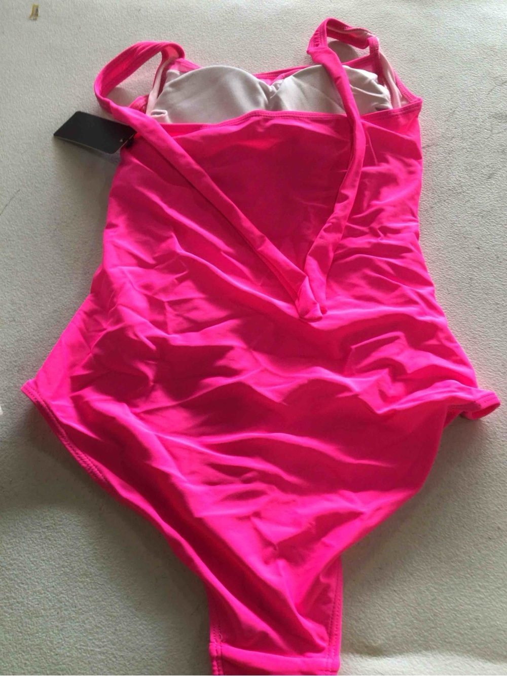 Swimsuit Tummy Control Bright Pink One-Piece Halter Swimsuit Aqua Eve S - Picture 4 of 5